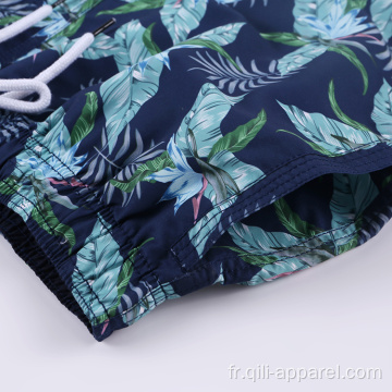 Short de plage masculin bleu de maillot de bain par sublimation personnalisé